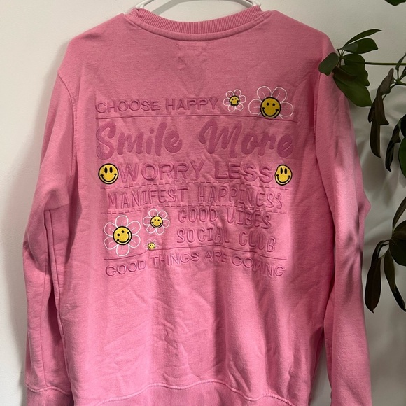 Pink Sweatshirt with Flower Embroidery - Picture 4 of 5